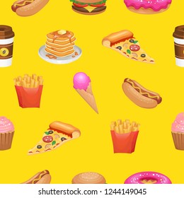 Fast food pattern. Vector art.