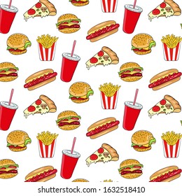 Fast food pattern - vector illustration