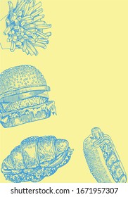 Fast food pattern, vector illustration