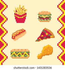 fast food in pixel art