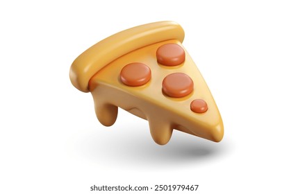 Fast food pizza 3d realistic plastic style icon
