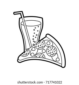fast food pizza with cheese pepperoni tasty and soda