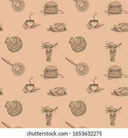 fast food pizza contrast pattern. vector illustration