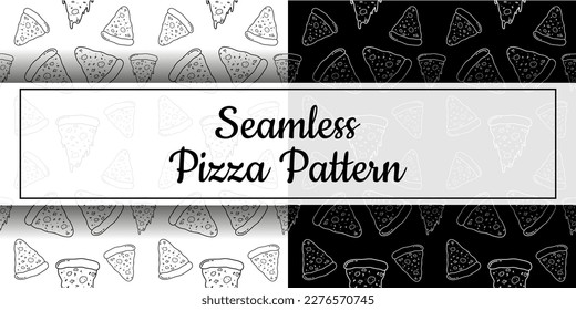 Fast-food-Pizza-Muster in Schwarz-Weiß