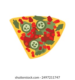 Fast food pizza slice tasty fastfood snack piece of pizza side view junk food menu.