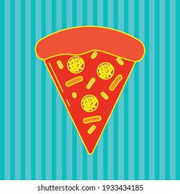 fast food, pizza, vector image with textured blue background