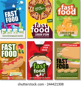 Fast Food Placard Template Set - Vector Illustration, Graphic Design, Editable For Your Design  