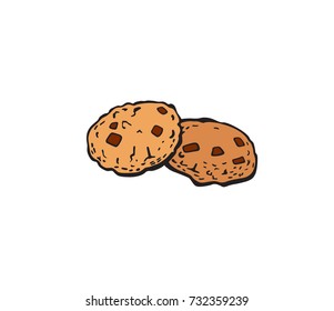 Fast food pop art style biscuit patch badge. Vector sticker, pin, patch, illustration in cartoon 80s-90s comic style