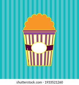 fast food, popcorn cinema type. blue textured background vector image