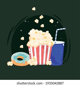 fast food popcorn donut soda