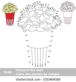 Fast Food Popcorn. Dot to dot educational game for kids.