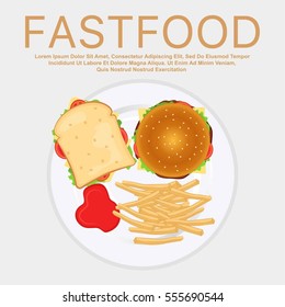 Fast food poster design. Elements and icons for cards, vector illustration and web design