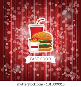 fast food poster with red abstract background