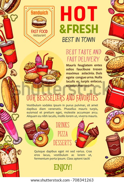 Fast Food Poster Template Restaurant Burger Stock Vector (Royalty Free ...