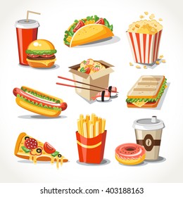 Fast food realistic set 