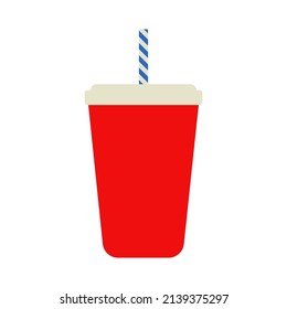 Fast food red beverage cup vector icon