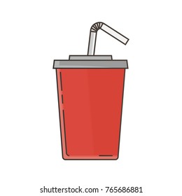 Fast food red cup cola drink vector illustration