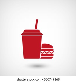 fast food - red vector icon  with shadow