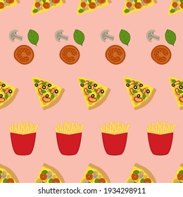 Fast food repeat pattern on pink background