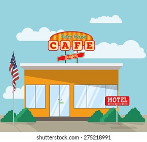 Fast food restaurant. American retro cafe