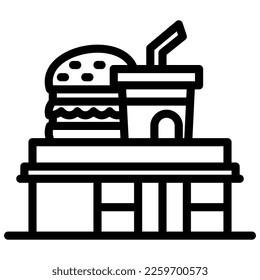 Fast Food Restaurant Building Logo Illustration Icon Vector
