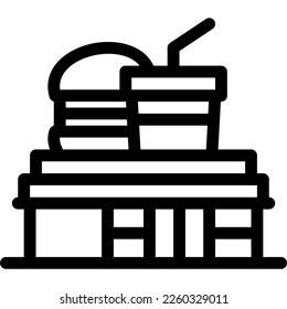 Fast Food Restaurant Building Logo Illustration Vector Icon
