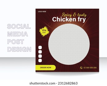 Fast food restaurant business marketing social media post or web banner template design