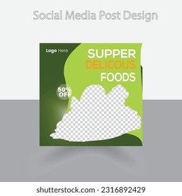 Fast food restaurant business marketing social media post or web banner template design with abstract background, logo and icon. Fresh pizza, burger  pasta online sale promotion flyer or poster.