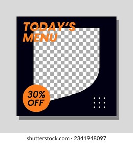 Fast food restaurant business marketing social media post or web banner template design with abstract background