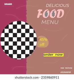 Fast food restaurant business marketing social media post or web banner template design with abstract background, logo and icon. Fresh pizza, burger  pasta online sale promotion flyer or poster