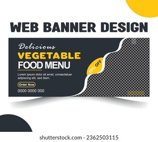Fast food restaurant business marketing social media post or web banner template design with abstract background, logo and icon. Fresh pizza, burger and pasta online sale promotion flyer or poster.