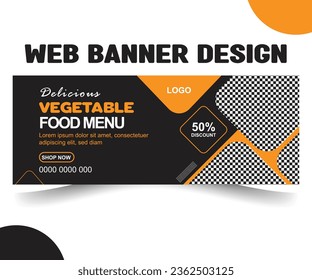 Fast food restaurant business marketing social media post or web banner template design with abstract background, logo and icon. Fresh pizza, burger and pasta online sale promotion flyer or poster.