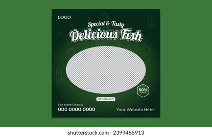 Fast food restaurant business marketing social media post or web banner template design with abstract background.