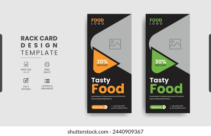 Fast food restaurant business marketing roll up or banner template Pizza, burger  healthy food sale web banner, rack card or flyer