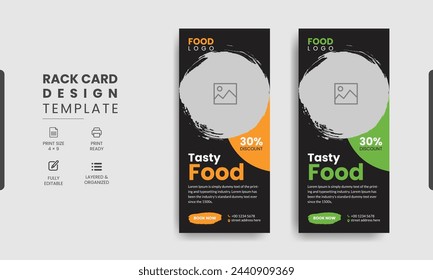 Fast food restaurant business marketing roll up or banner template Pizza, burger  healthy food sale web banner, rack card or flyer