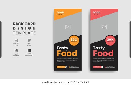 Fast food restaurant business marketing roll up or banner template Pizza, burger  healthy food sale web banner, rack card or flyer