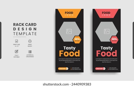 Fast food restaurant business marketing roll up or banner template Pizza, burger  healthy food sale web banner, rack card or flyer