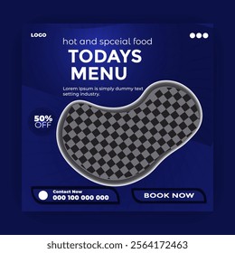 Fast food restaurant business marketing social media banner post template with abstract background, logo and icon. Healthy burger and pizza online sale
