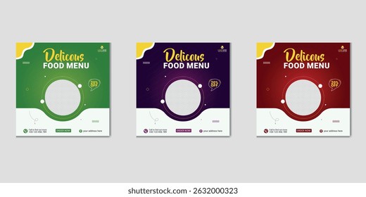 Fast food restaurant business marketing social media post or web banner template 
