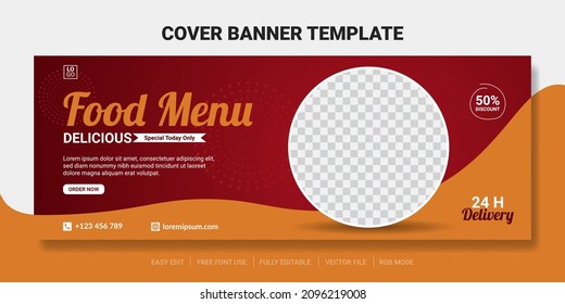 Fast food restaurant cover social media post and web banner template.