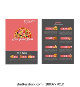 Fast food restaurant flyer menu