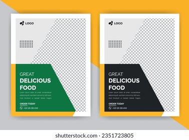Fast food restaurant Flyer and web banner template design with abstract background