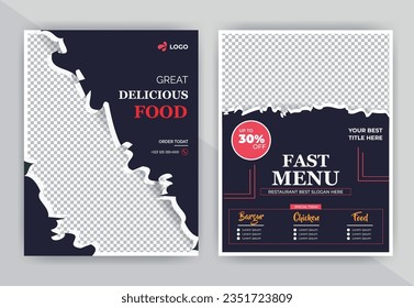 Fast food restaurant Flyer and web banner template design with abstract background