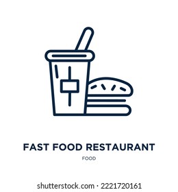 fast food restaurant icon from food collection. Thin linear fast food restaurant, lunch, restaurant outline icon isolated on white background. Line vector fast food restaurant sign, symbol for web and