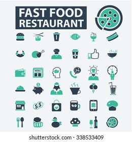 fast food restaurant  icons, signs vector concept set for infographics, mobile, website, application
