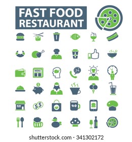 fast food restaurant  icons, signs vector concept set for infographics, mobile, website, application
