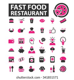 fast food restaurant  icons, signs vector concept set for infographics, mobile, website, application
