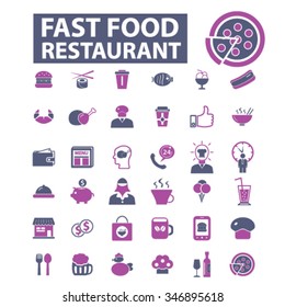 fast food restaurant  icons, signs vector concept set for infographics, mobile, website, application