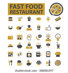 fast food restaurant  icons, signs vector concept set for infographics, mobile, website, application