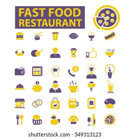 fast food restaurant  icons, signs vector concept set for infographics, mobile, website, application
